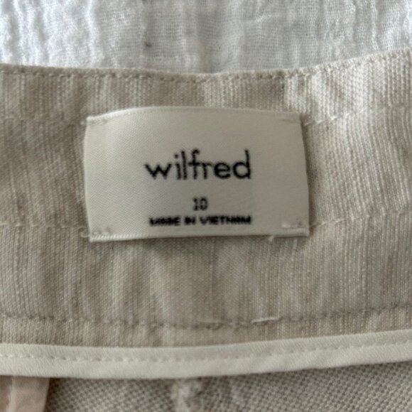 Wilfred Aritzia Linen Blend Tie Front Button Fly Light Taupe Trouser Pants Sz 10 - Picture 3 of 8